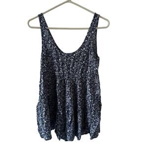 Blue Floral Romper - Flows Like a Dress - Millibon